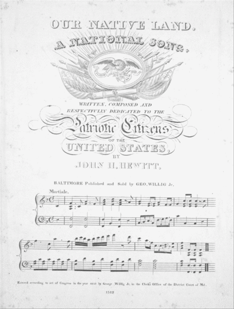Our Native Land. A National Song Voice scores gallery preview page 1