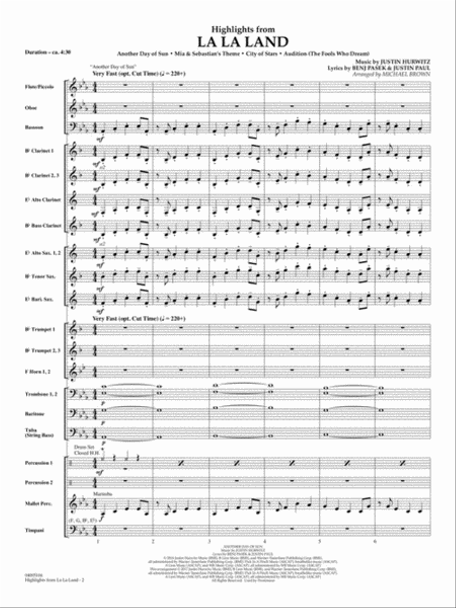 Highlights from La La Land Concert Band scores gallery preview page 3
