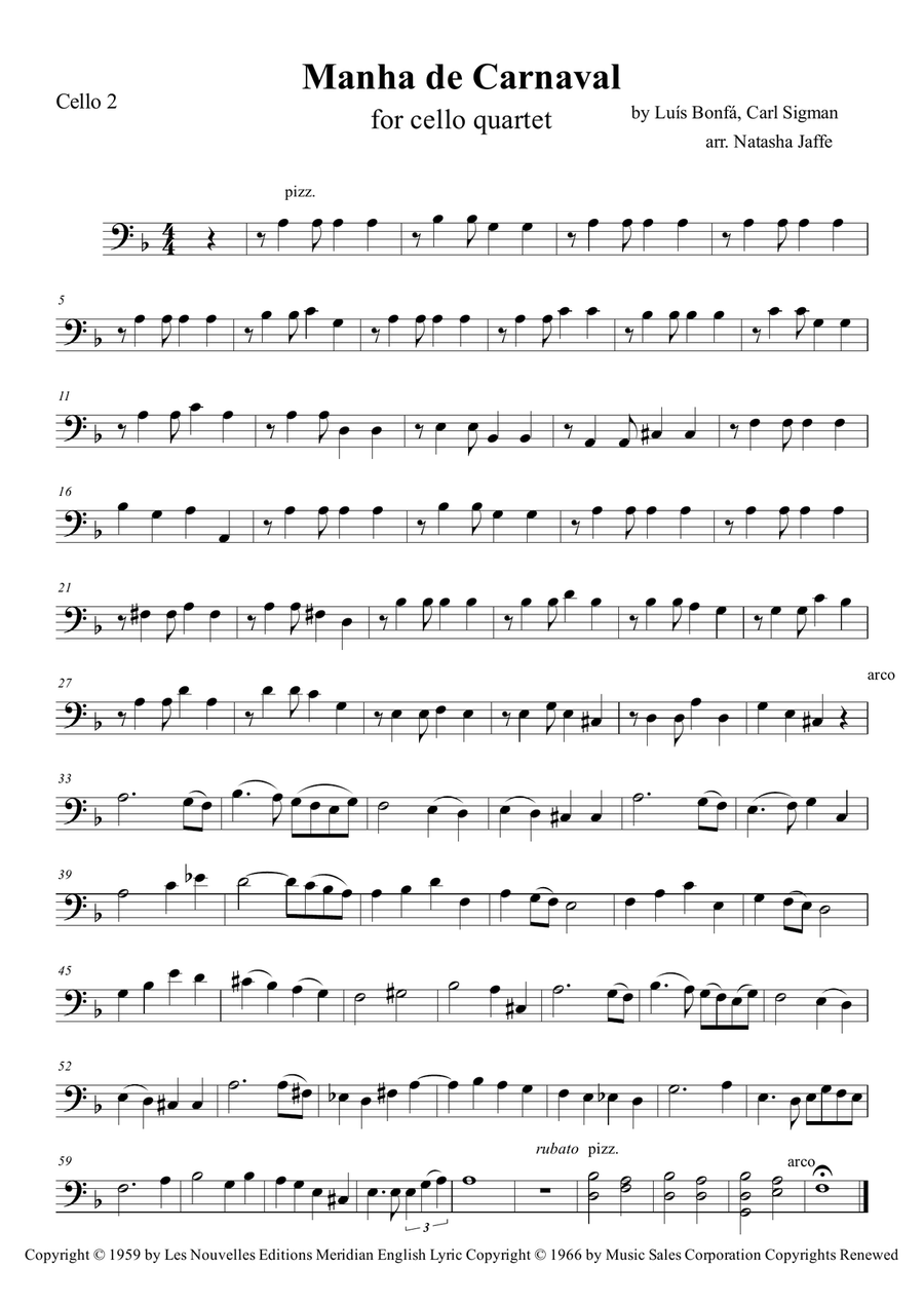 A Day In The Life Of A Fool (manha De Carnaval) String Quartet scores gallery preview page 2