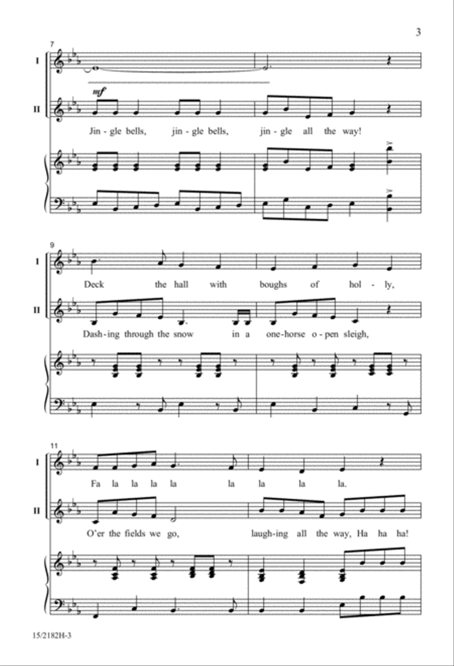 Deck the Hall with Jingle Bells 2-Part scores gallery preview page 3