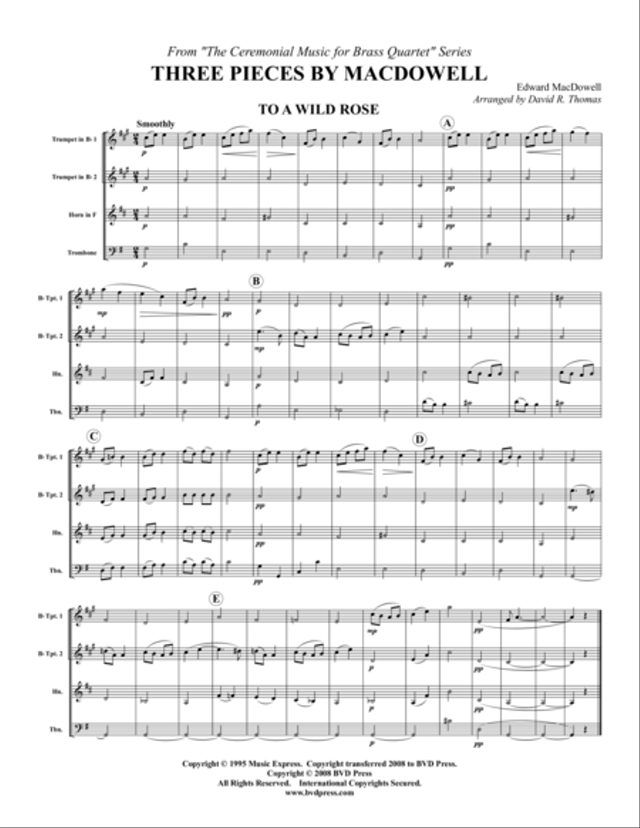Three MacDowell Pieces Brass Quartet scores gallery preview page 1