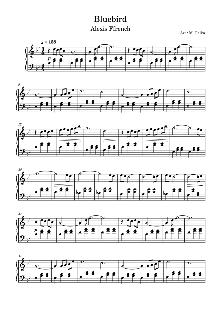Bluebird Piano Solo scores gallery preview page 1