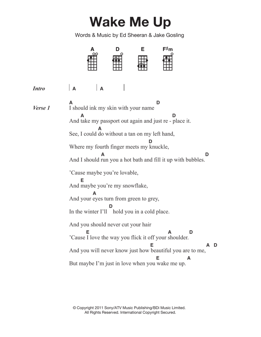 Wake Me Up Piano, Vocal, Guitar scores gallery preview page 1