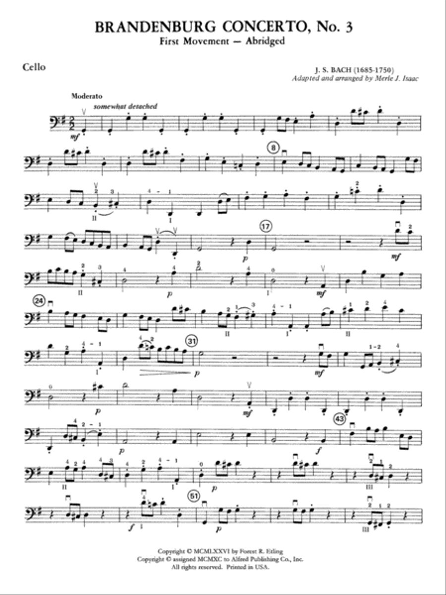 Brandenburg Concerto No. 3: Cello String Orchestra scores gallery preview page 1