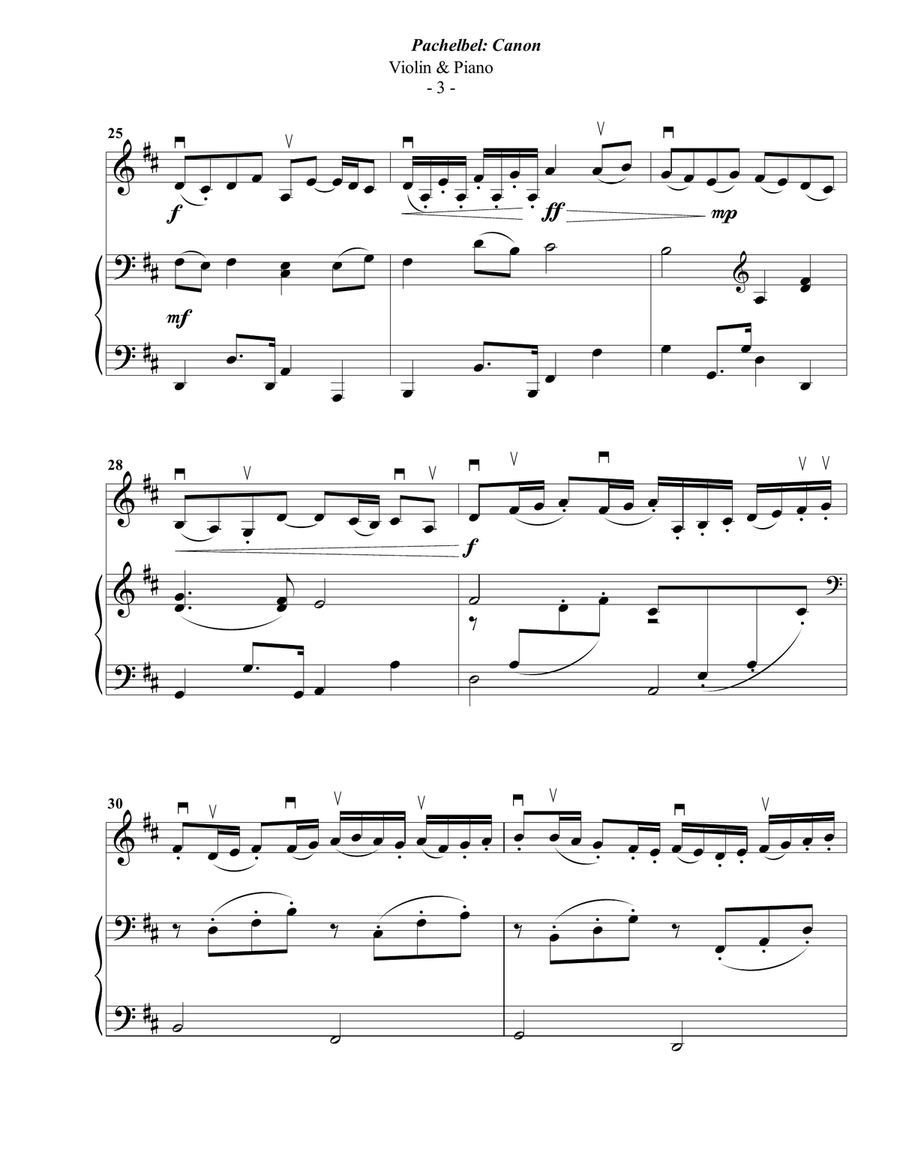Pachelbel: Canon for Violin & Piano Violin Solo scores gallery preview page 3