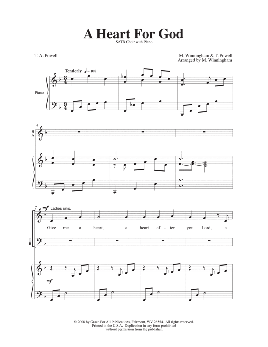 A Heart For God 4-Part scores gallery preview page 1