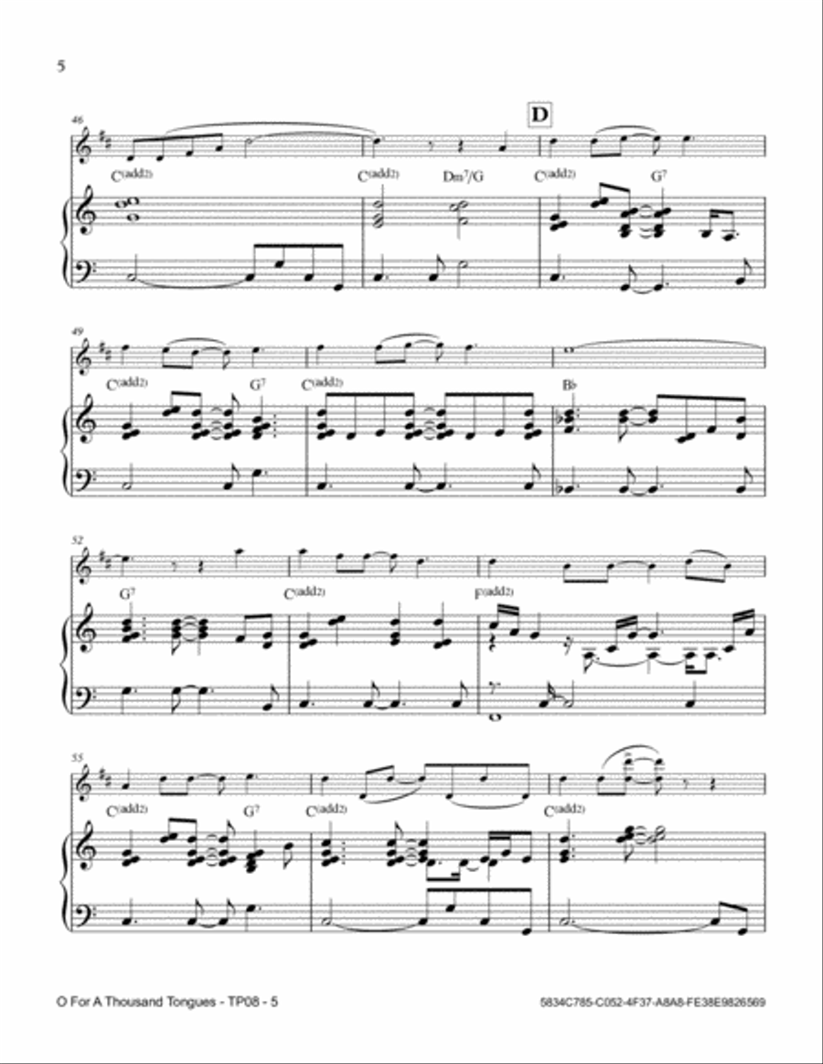 O For A Thousand Tongues Trumpet Solo scores gallery preview page 6