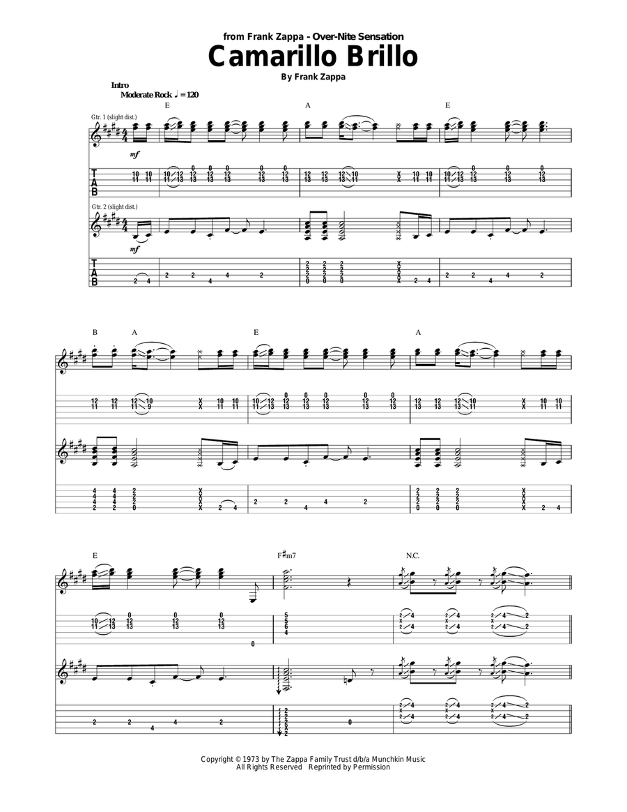 Camarillo Brillo Acoustic Guitar scores gallery preview page 1