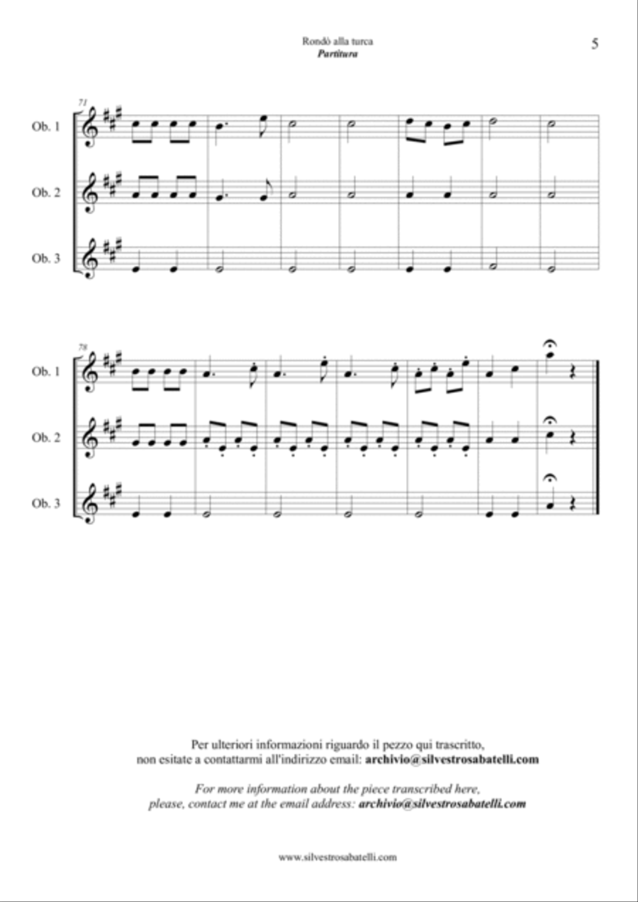Rondò alla turca - Turkish March Woodwind Trio scores gallery preview page 6