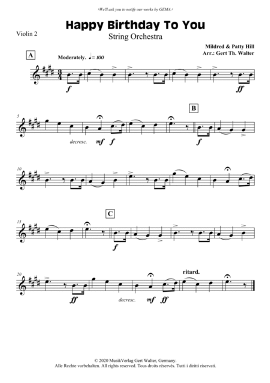 Happy Birthday To You Happy Birthday To You String Orchestra scores gallery preview page 5