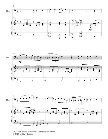 GO, TELL IT ON THE MOUNTAIN (Duet – Trombone and Piano/Score and Parts) image number null