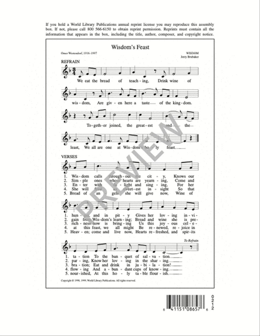 Wisdom's Feast 4-Part scores gallery preview page 2