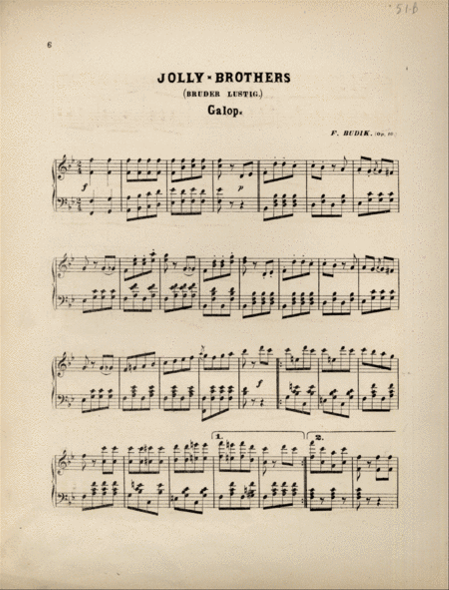 Jolly Brothers (Bruder Lustig). Galop Piano Solo scores gallery preview page 1