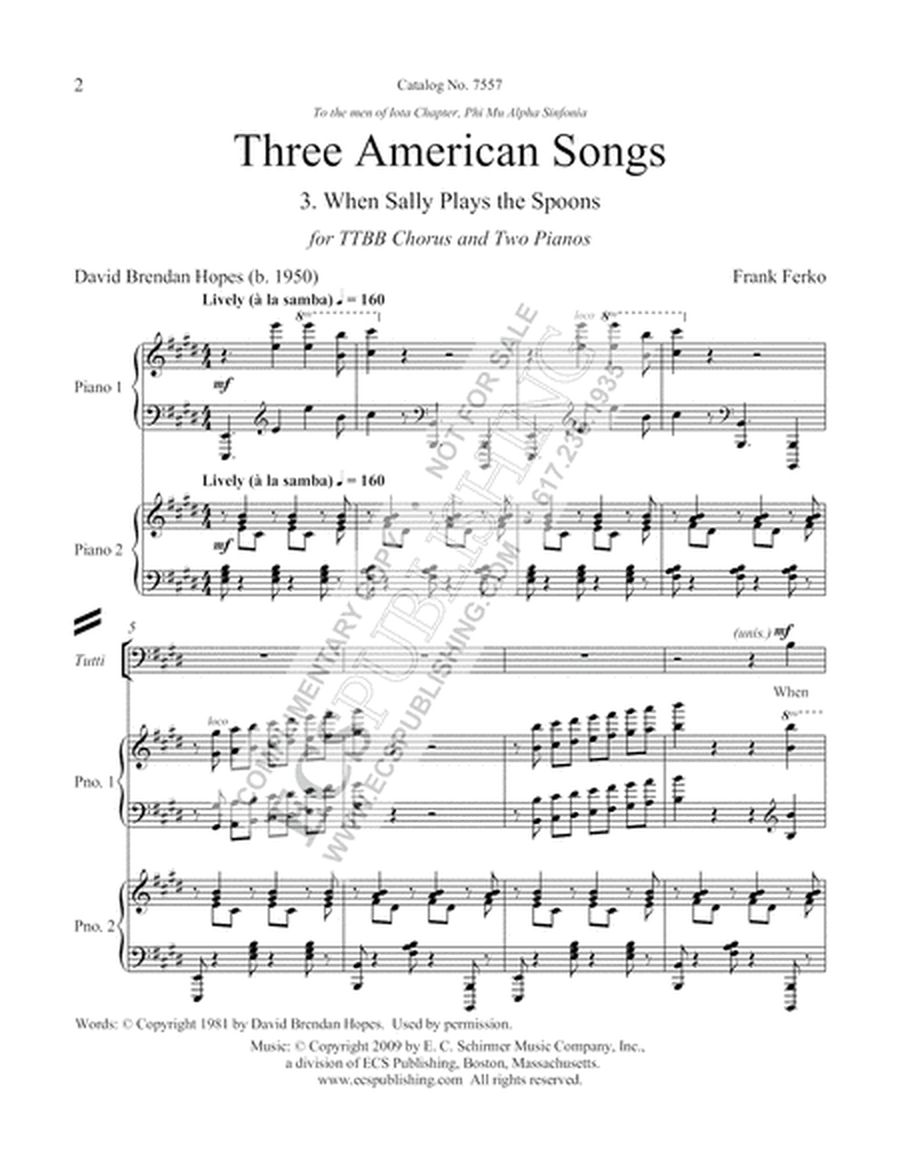 Three American Songs: 3. When Sally Plays the Spoons