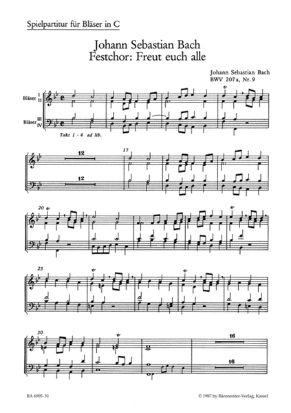 Freut euch alle, BWV 207a/9