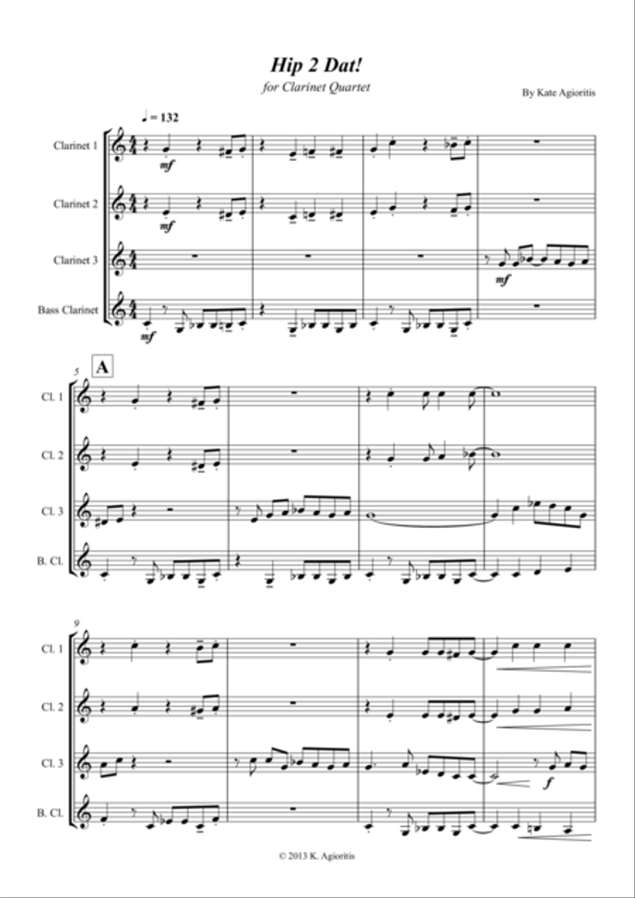 Hip 2 Dat! for Clarinet Quartet Clarinet Quartet scores gallery preview page 1