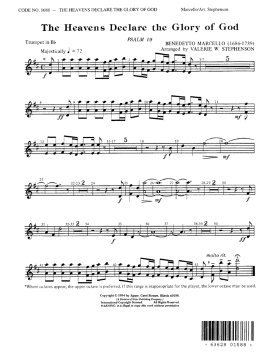 The Heavens Declare the Glory of God Choir scores gallery preview page 1