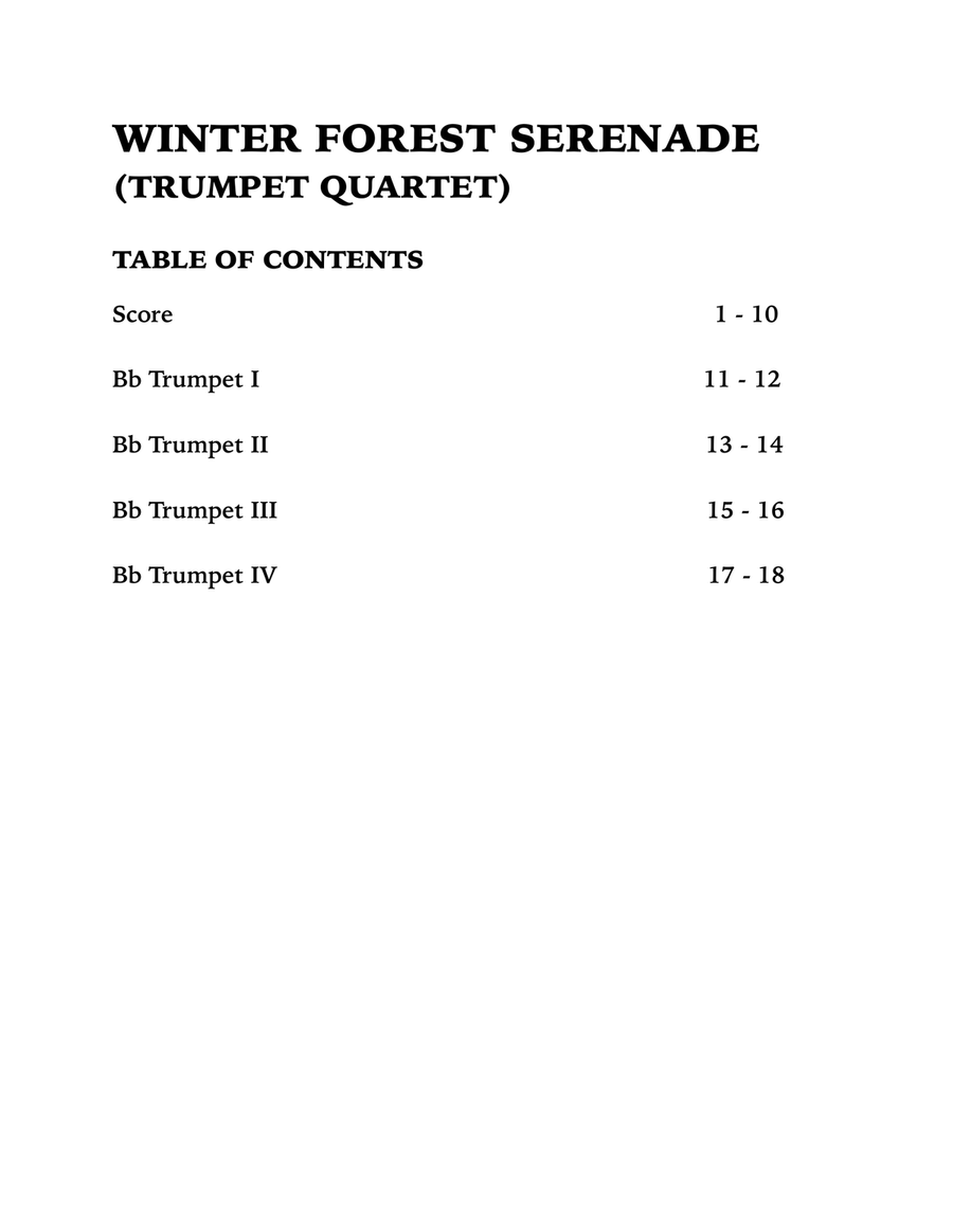 Winter Forest Serenade (Trumpet Quartet) Brass Quartet scores gallery preview page 4