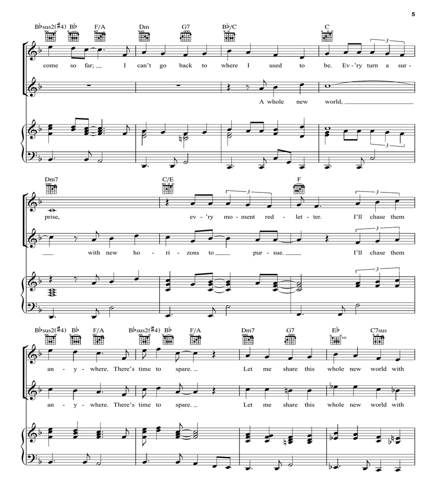 A Whole New World (from Aladdin) (2019) Piano, Vocal, Guitar scores gallery preview page 5