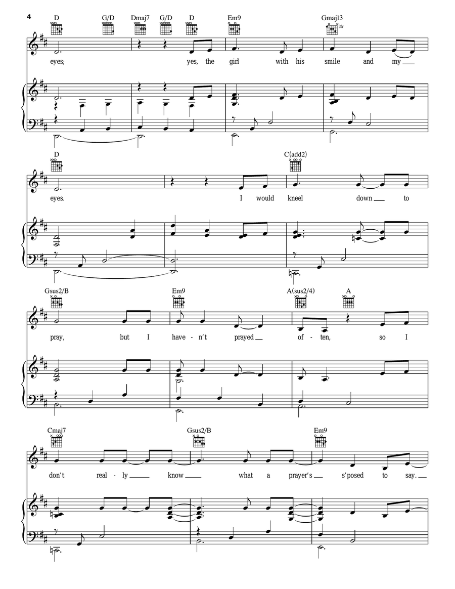 The Girl With His Smile And My Eyes Piano, Vocal, Guitar scores gallery preview page 4