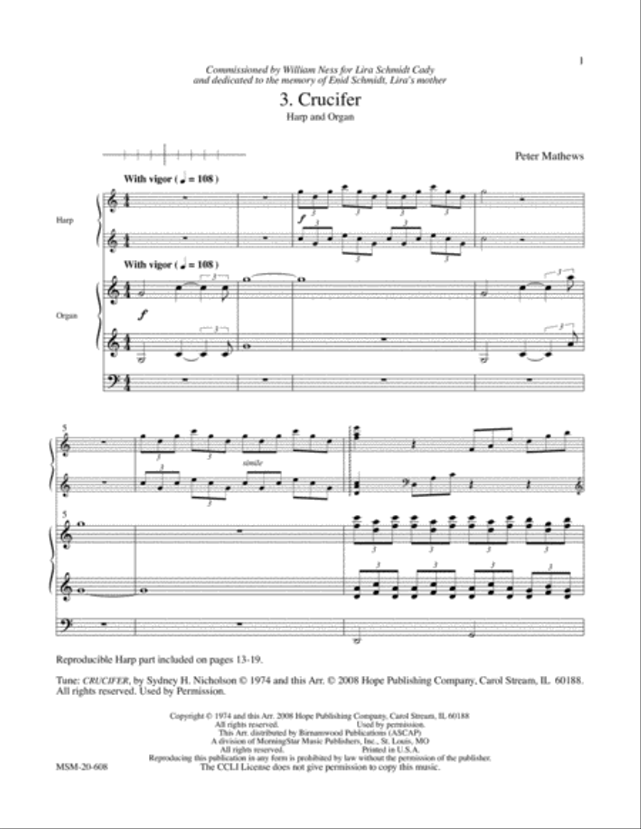 Crucifer No. 3 from Hymns for Harp and Organ Harp scores gallery preview page 2