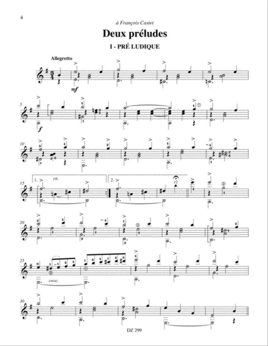 La Genétienne, Deux préludes Classical Guitar scores gallery preview page 4