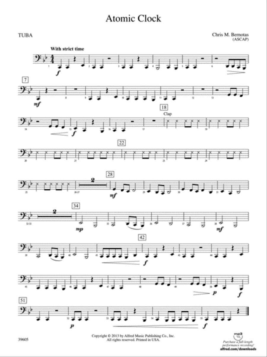 Atomic Clock: Tuba Concert Band scores gallery preview page 1