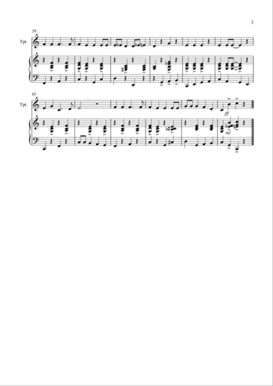 Jingle Bells (Jazzy Style!) for Trumpet and Piano Trumpet Duet scores gallery preview page 3