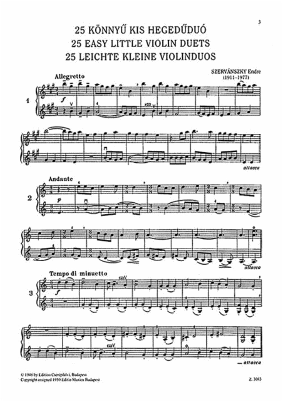 25 Easy Small Duets-2 Vln Violin scores gallery preview page 2