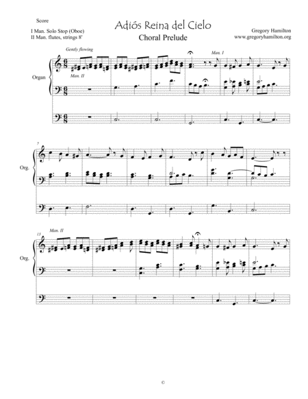 Adiós Reina del Cielo - Choral Prelude for Organ by Gregory Hamilton Organ Solo - Digital Sheet Music