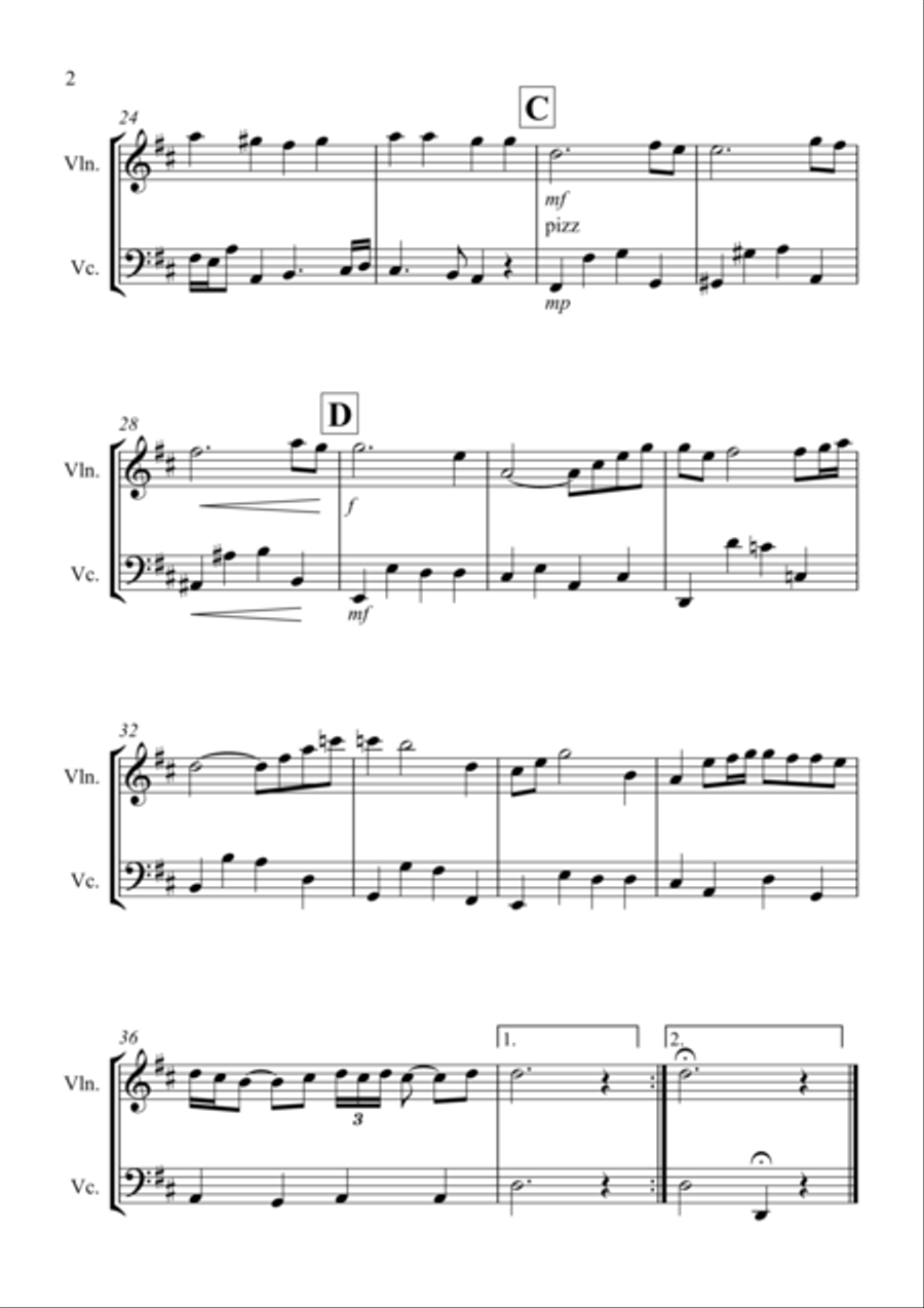 Air on a G String for Violin and Cello Duet String Duet scores gallery preview page 2