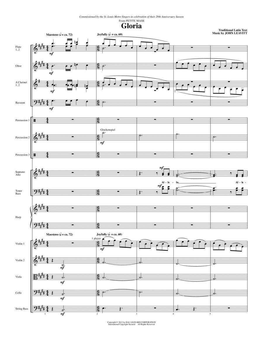 Gloria (from Petite Mass) - Full Score Choir scores gallery preview page 1