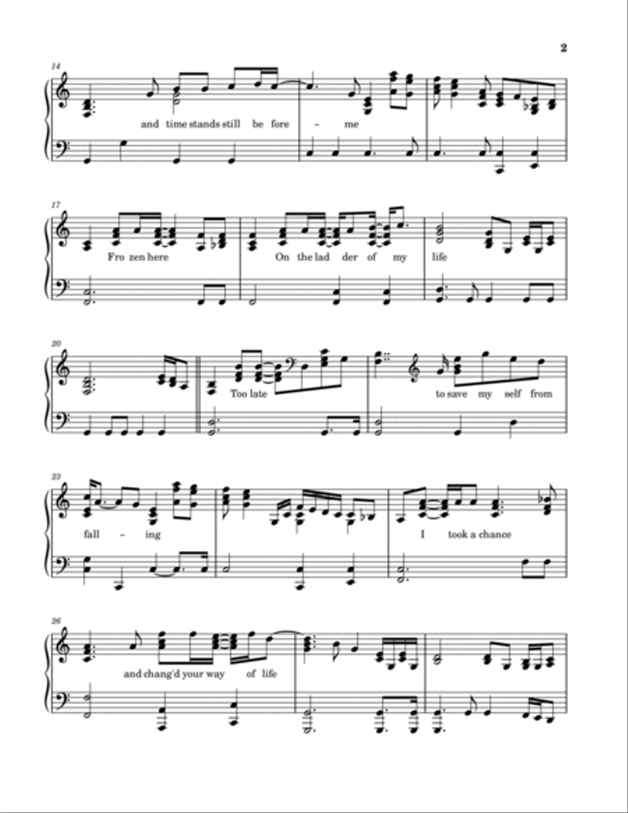Don't Let The Sun Go Down On Me Piano, Vocal, Guitar scores gallery preview page 2