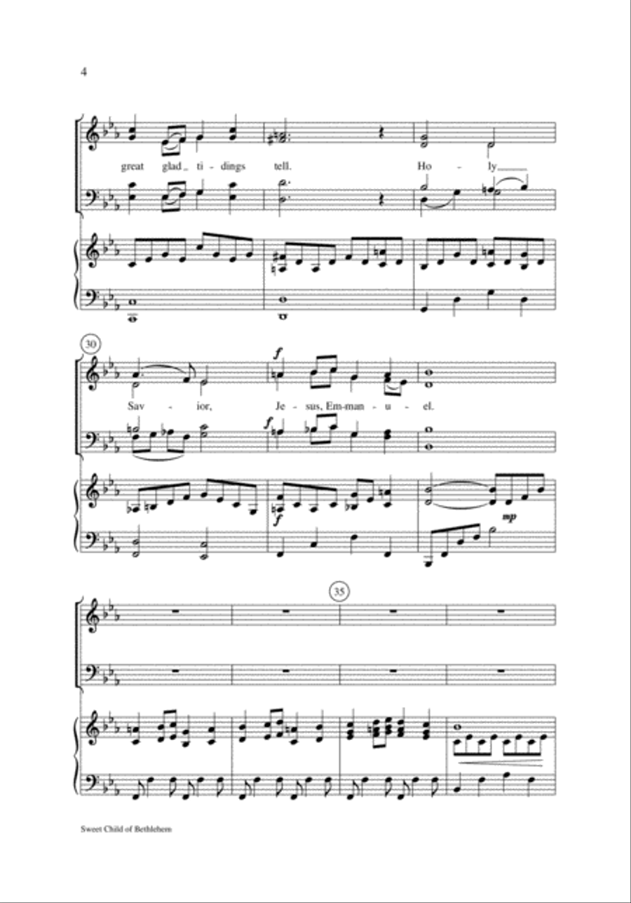 Sweet Child of Bethlehem 4-Part scores gallery preview page 4