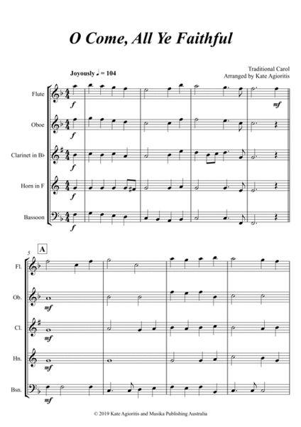 O Come, All Ye Faithful - Traditional Arrangement for Wind Quintet image number null