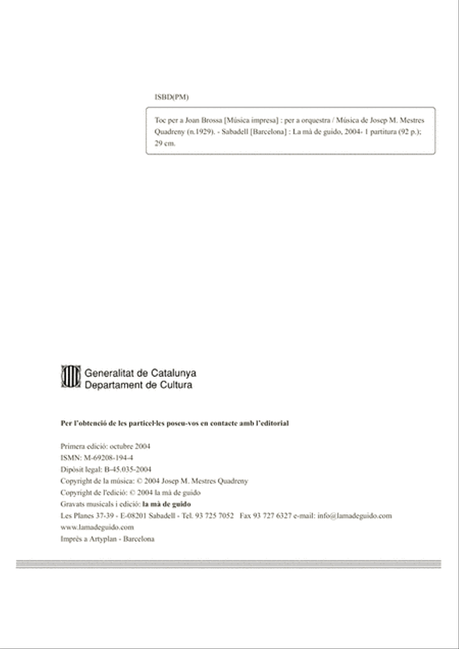 Toc per a Joan Brossa Full Orchestra scores gallery preview page 4