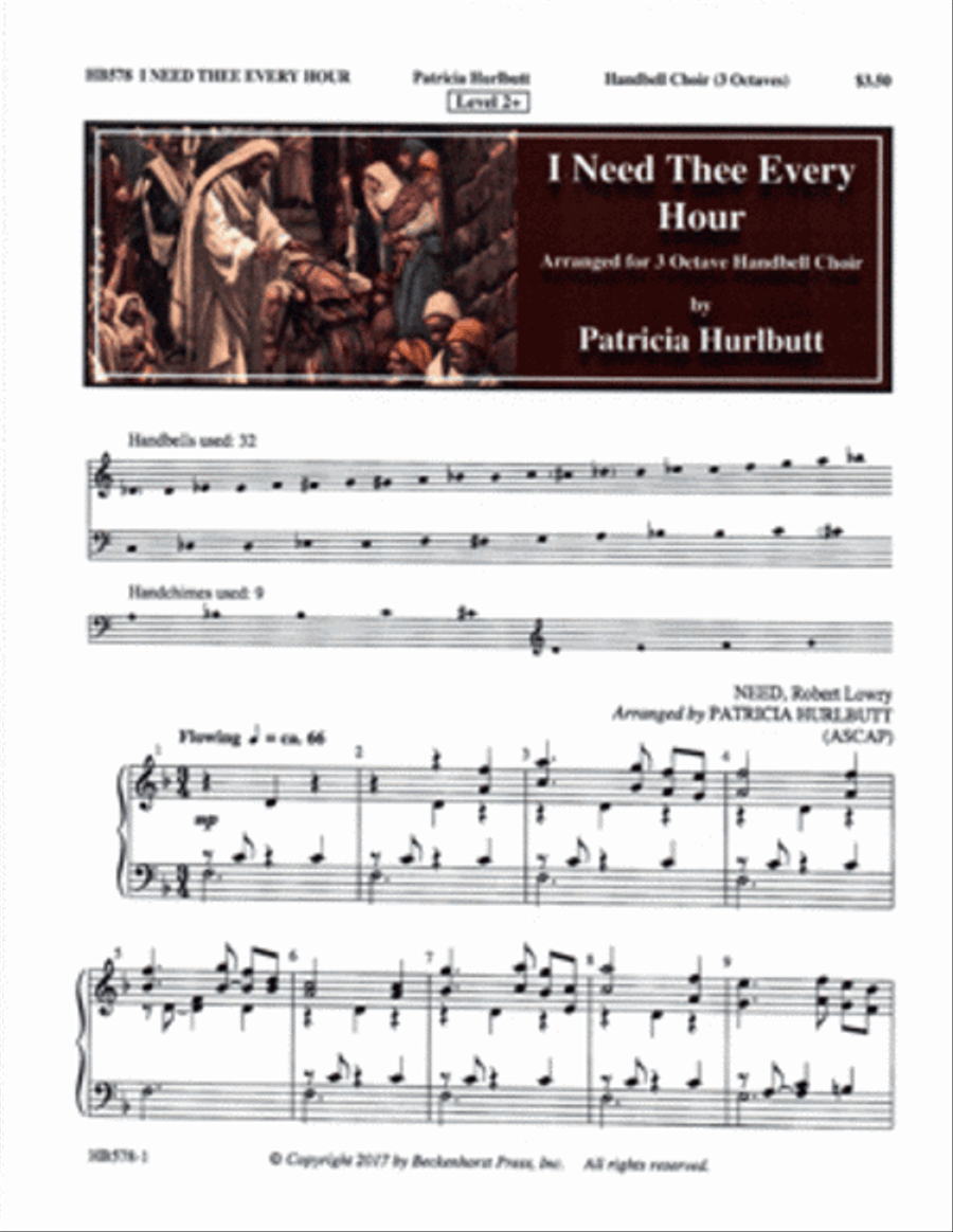 I Need Thee Every Hour - Hurlbutt 3-Octaves scores gallery preview page 1