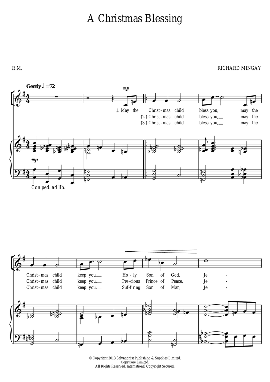 A Christmas Blessing Piano, Vocal scores gallery preview page 1