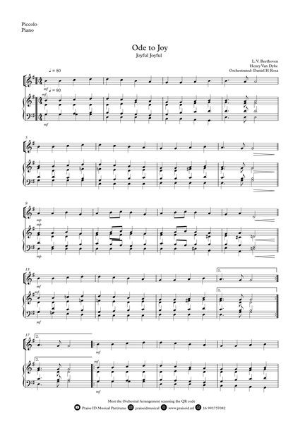 Ode to Joy - Joyful Joyful - Easy Piccolo and Piano image number null