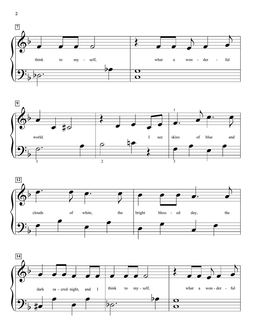What A Wonderful World Easy Piano scores gallery preview page 2