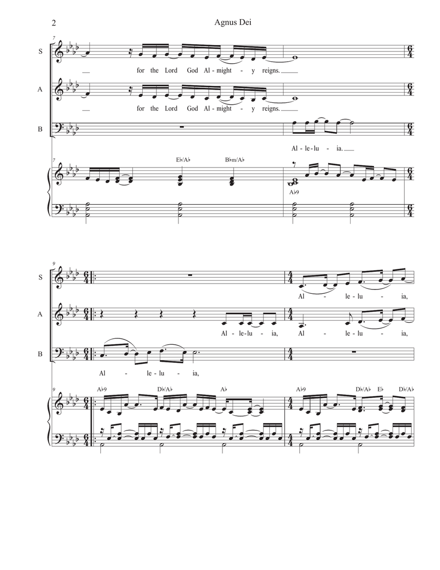 Medley: Agnus Dei with How Great Thou Art 3-Part scores gallery preview page 2