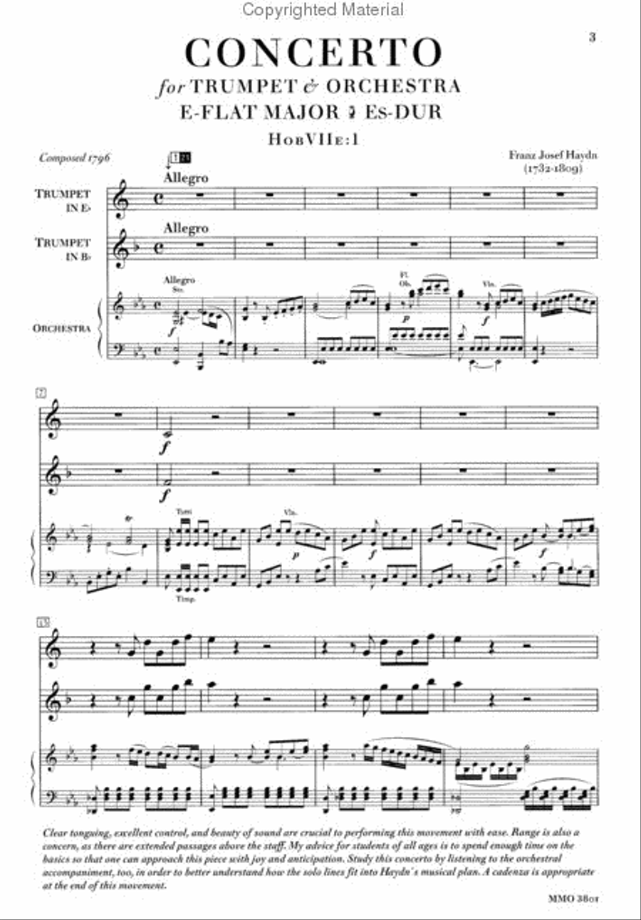 Three Trumpet Concerti: Haydn, Telemann, Fasch - Music Minus One Trumpet Trio scores gallery preview page 2