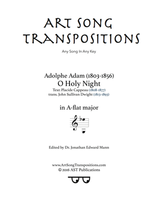 Book cover for ADAM: O Holy Night (transposed to A-flat major)
