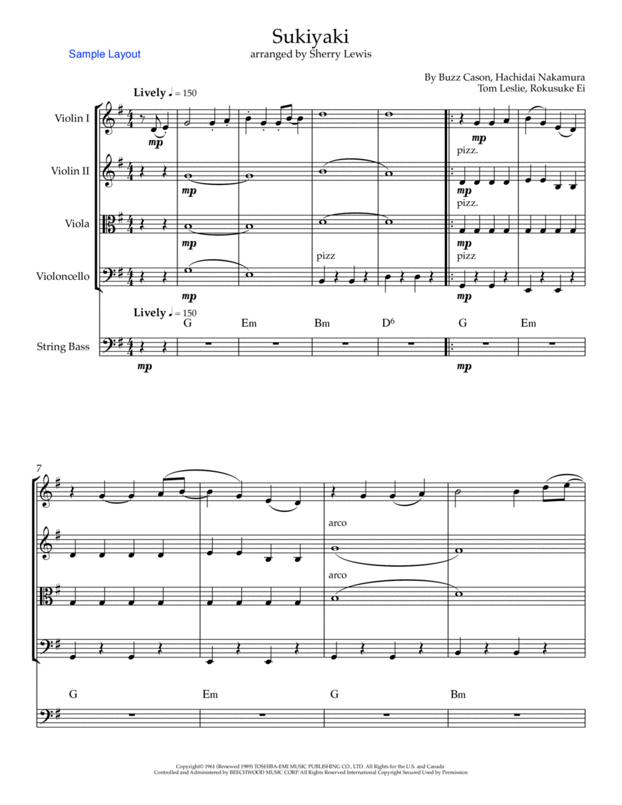Sukiyaki String Quintet scores gallery preview page 1
