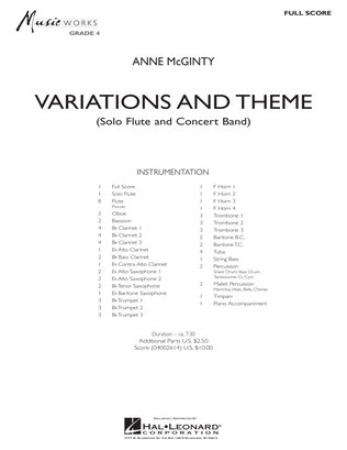 Book cover for Variations And Theme (for Flute Solo And Band) - Full Score