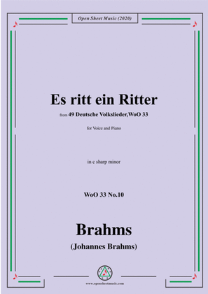 Book cover for Brahms-Es ritt ein Ritter,WoO 33 No.10,in c sharp minor,for Voice and Piano