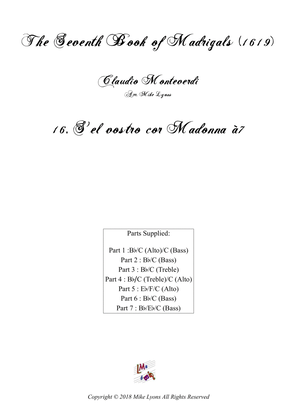Monteverdi - The Seventh Book of Madrigals (1619) - 16. S'el vostro cor Madonna a7