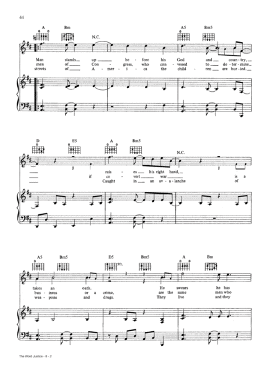 The Word Justice Piano, Vocal, Guitar scores gallery preview page 2