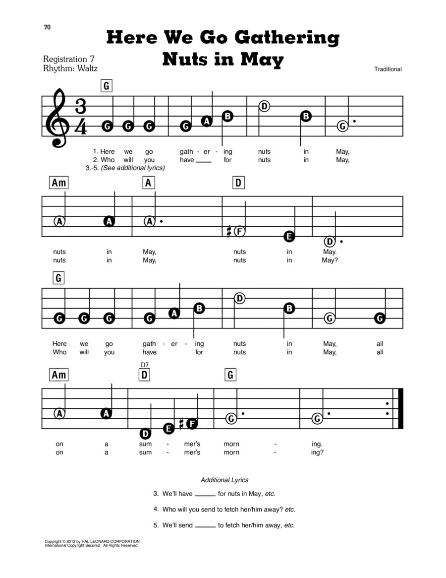Here We Go Gathering Nuts In May Electronic Keyboard scores gallery preview page 1