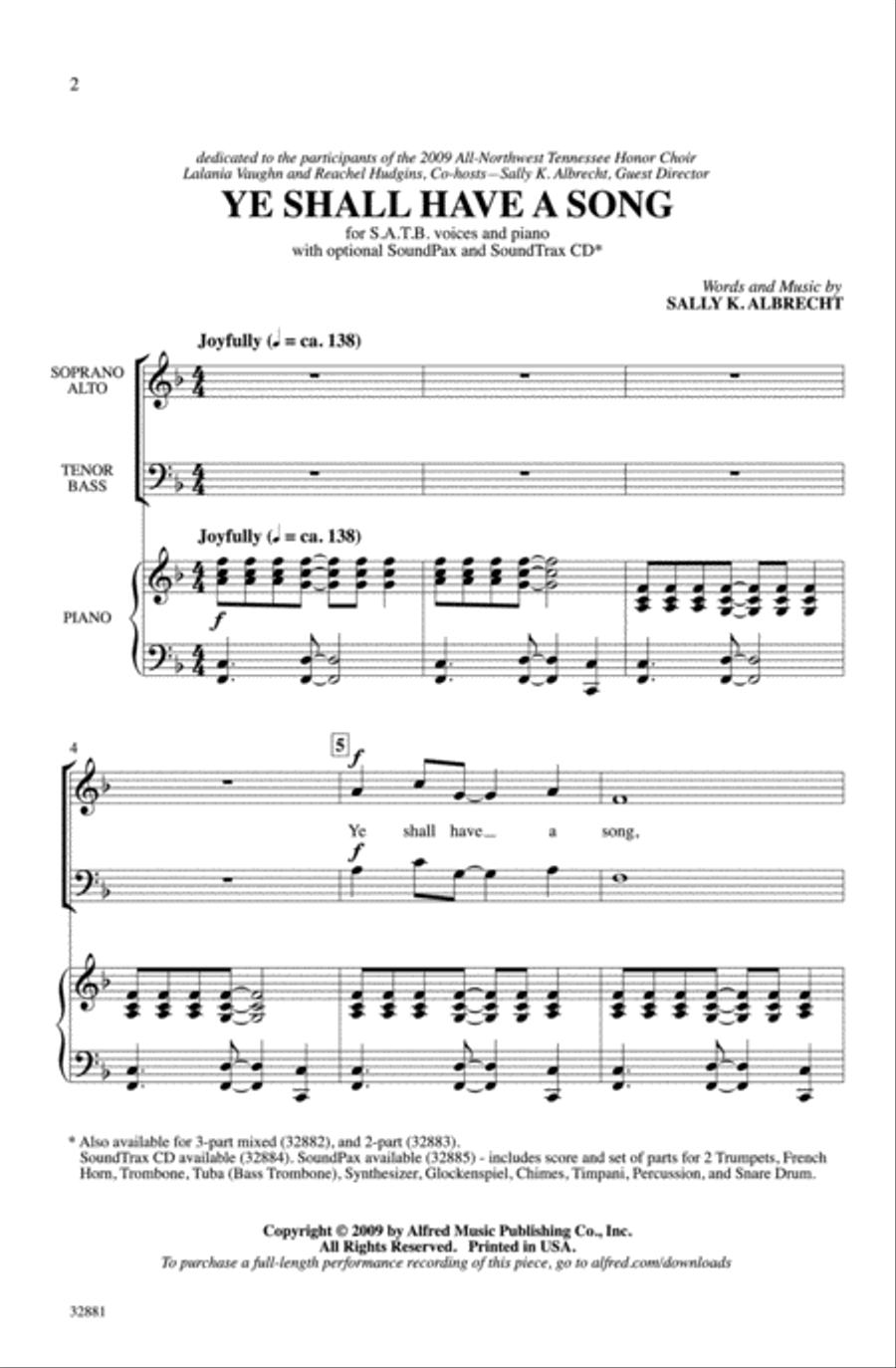 Ye Shall Have a Song 4-Part scores gallery preview page 2